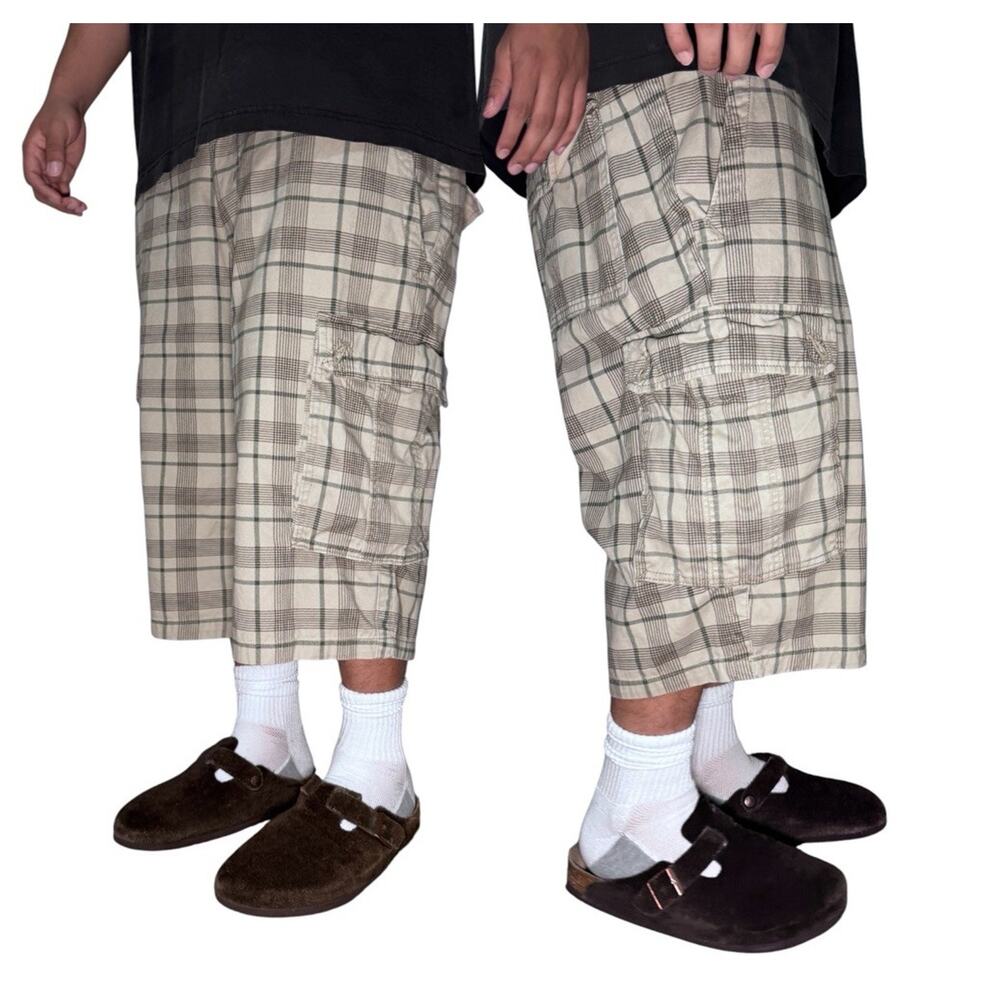 OP Mens 42x13 Plaid Baggy Shorts Y2k Vintage Skater Retro Surf